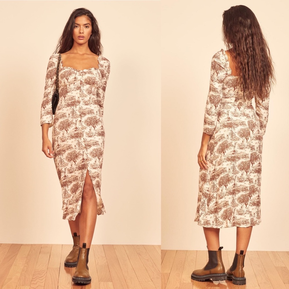 REFORMATION Fairway Rousseau Print Long Sleeve Midi Dress